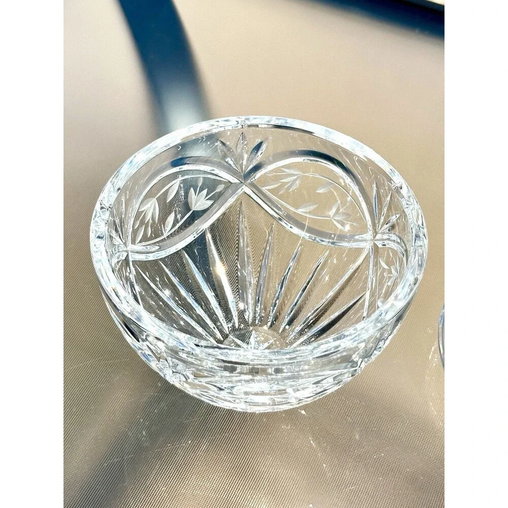 Gorham Hand Cut Crystal Lidded Candy Bowl Victorias Garden 7 ½”H Vintage Poland